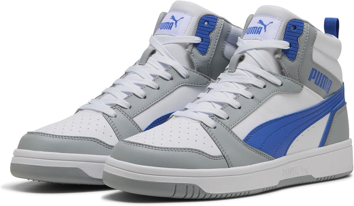 PUMA Unisex Rebound V6 Sneaker 36 EU Cool Mid Gray Vivid Blue Puma White, 36 EU Cool Mid Gray Vivid
