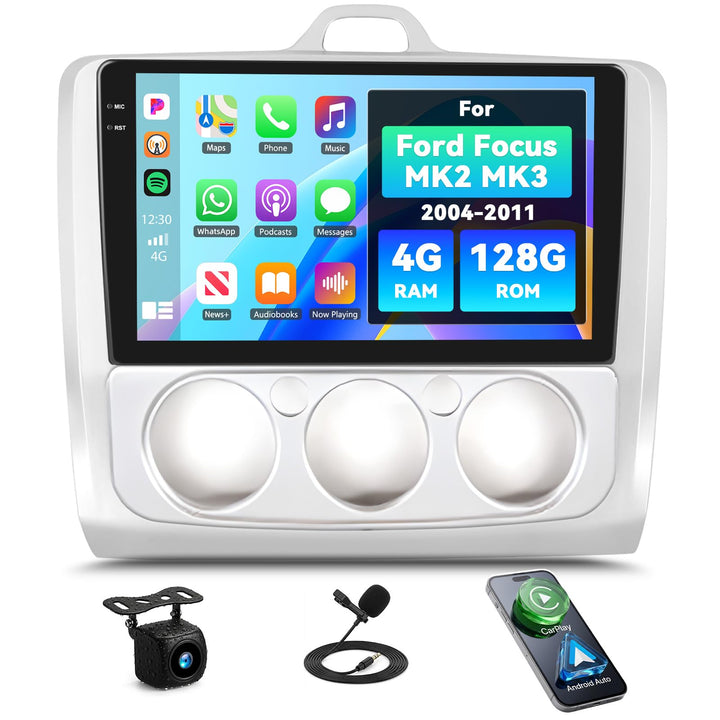 4+128G Android 15 Autoradio für Ford Focus Mk2 Mk3 Exi MT 2 3 2004-2011, 9" Incell Touchscreen-Radio
