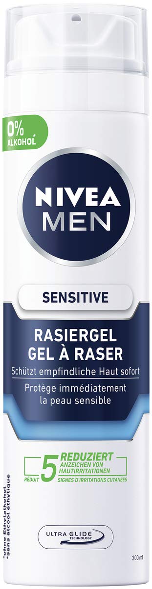 NIVEA MEN Sensitive Rasiergel im 6er Pack (6 x 200 ml), Rasiergel für eine glatte und sanfte Rasur,
