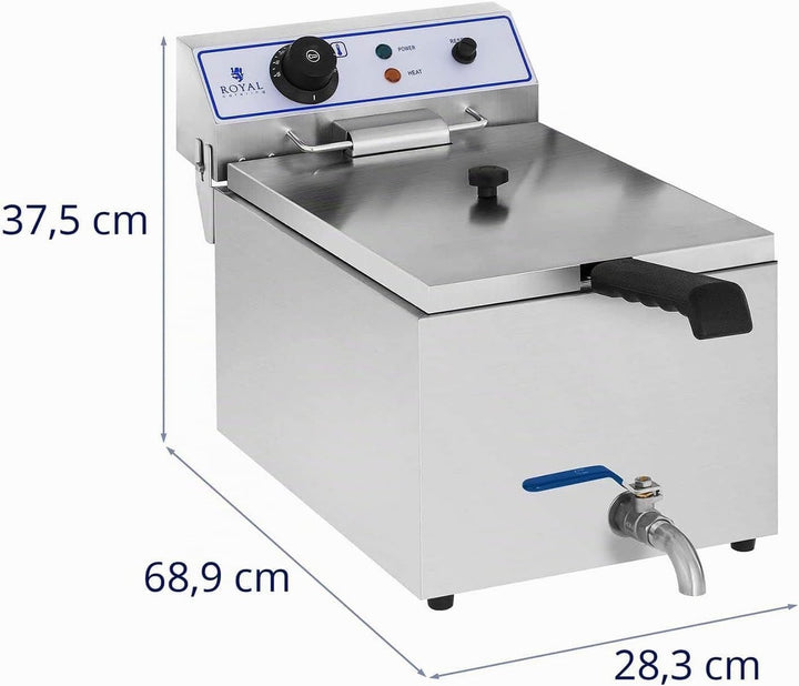 Royal Catering Elektro-Fritteuse Edelstahl (Kapazität 17 L, 3.000 W, Thermostat, Temperaturbereich 6