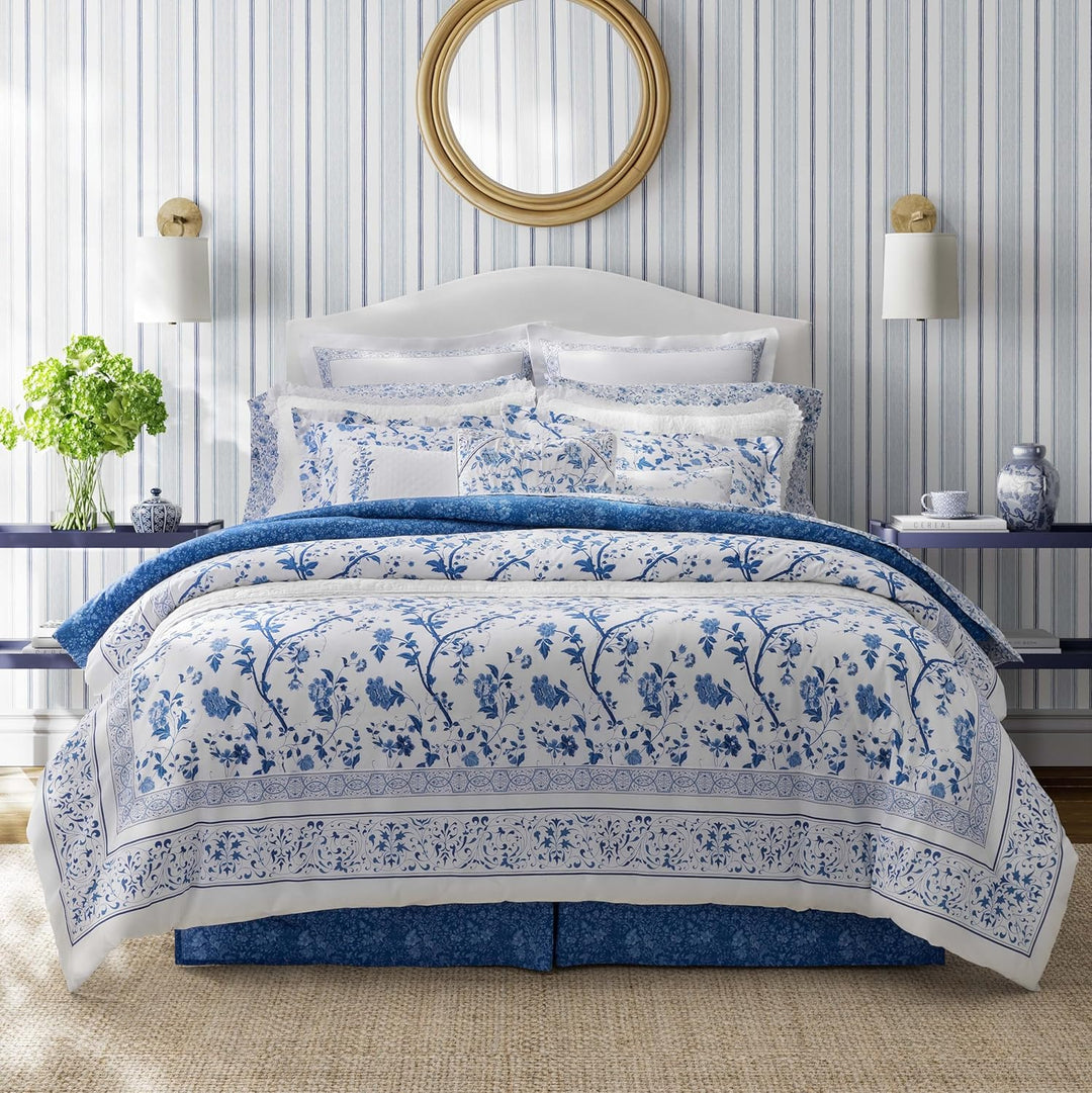 Laura Ashley Home Bettdecken-Set, Baumwolle, mit passenden Kissenbezügen und Bettrock, Elegante Wohn