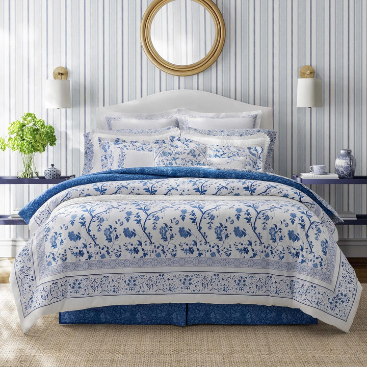 Laura Ashley - King-Size-Bettbezug-Set, Baumwoll-Bettwäsche mit passenden Kissenbezügen und Bettrock