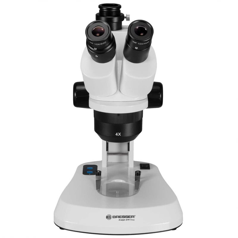 Bresser trinokulares Stereomikroskop Analyth STR Trino 10x - 40x mit getrennt dimmbarem LED-Auf- und