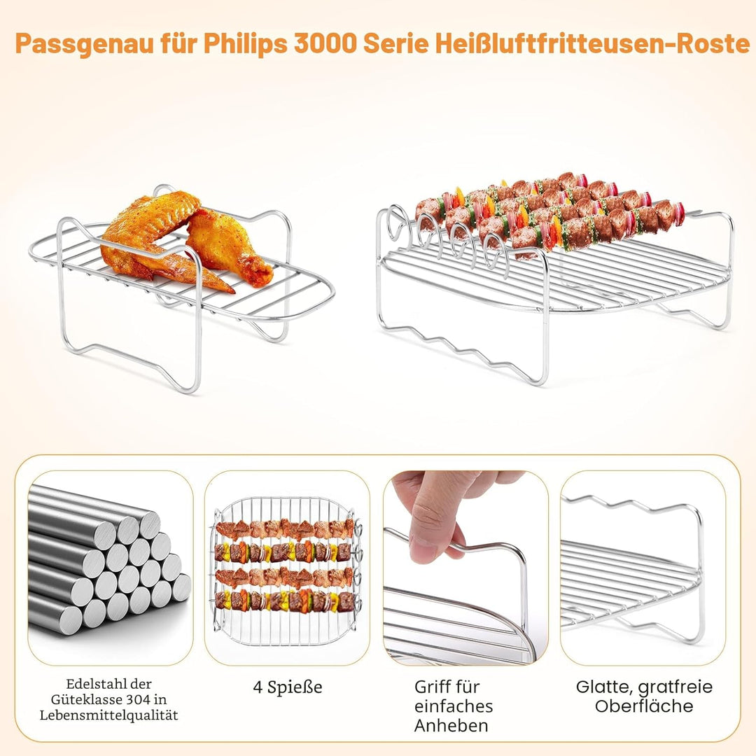 Airfryer Zubehör für Philips Dual Basket Airfryer 3000 Serie,Heissluftfritteuse Zubehör für Philips