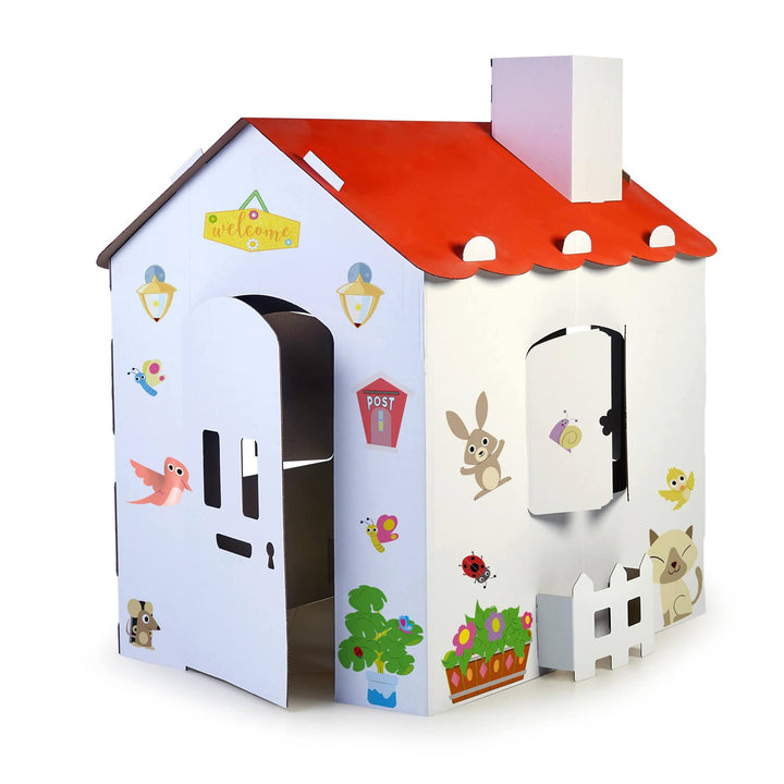 FEBER - Carton House, grosses Spielhaus aus Karton für Kinder, zum Bemalen, Ausmalen und Spielen, mi