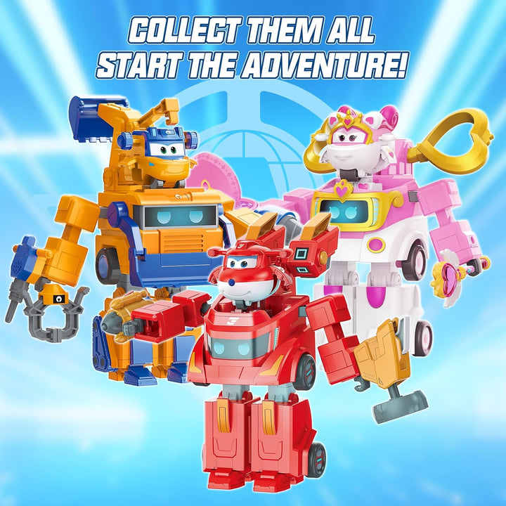 Super Wings Verwandlungsfähiges Spielzeug Roboter Jett, 17 cm gross, 2-in-1 Verwandlungsroboter und
