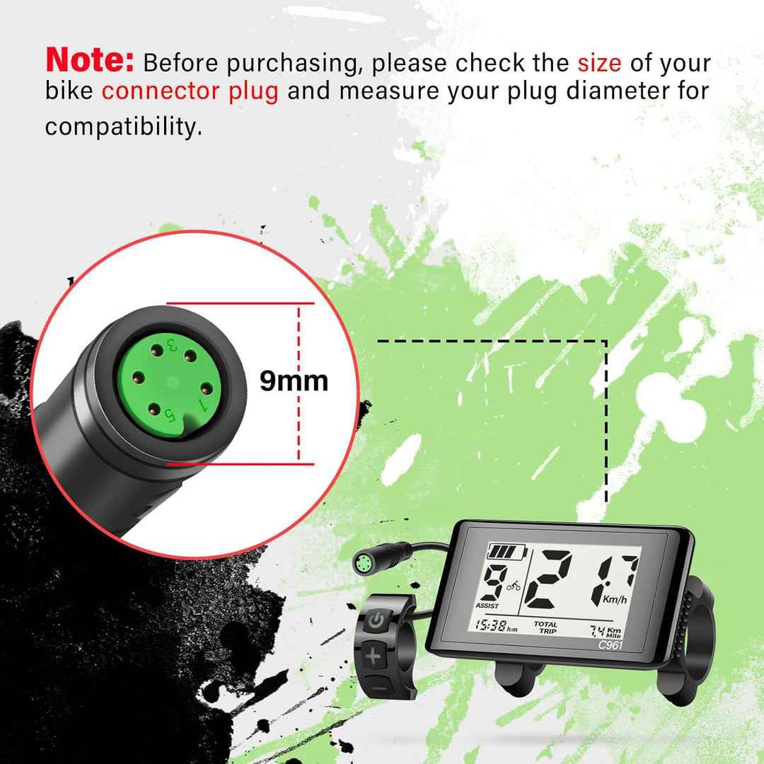Ebike Display C961 für BAFANG BBS01B BBS02B BBS HD Mittelmotor, Elektrofahrrad Display Messgerät Bed