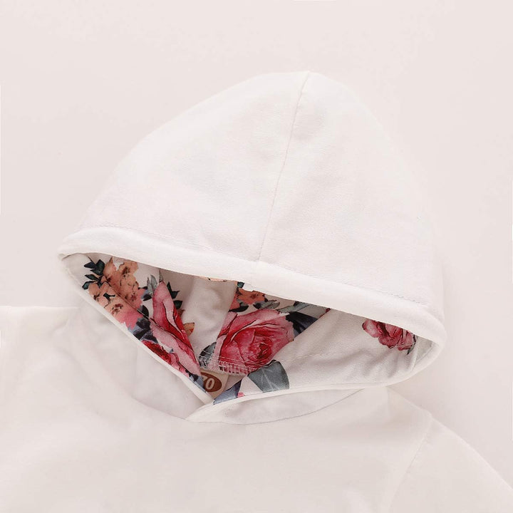Baby Mädchen Outfit 2 Stücke Set Gestreifte Blumen Hoodies mit Tasche Top + Lange Hosen Sweatshirt O