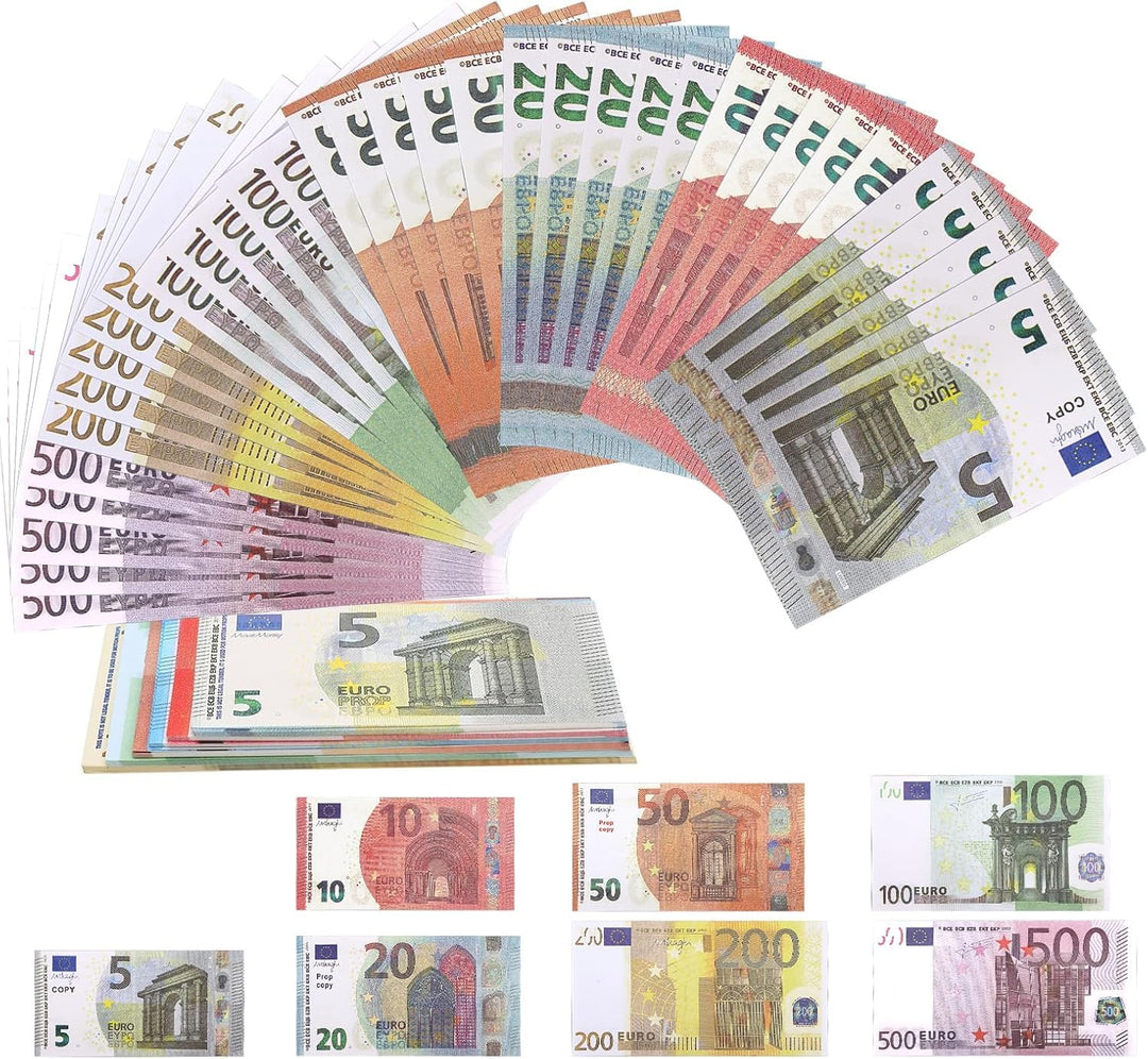 210 Blätter Spielgeld Kaufmannsladen Spielen Deko 7 Verschiedene Werte-5/10/20/50/100/200/500 (je 30