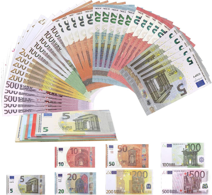 210 Blätter Spielgeld Kaufmannsladen Spielen Deko 7 Verschiedene Werte-5/10/20/50/100/200/500 (je 30