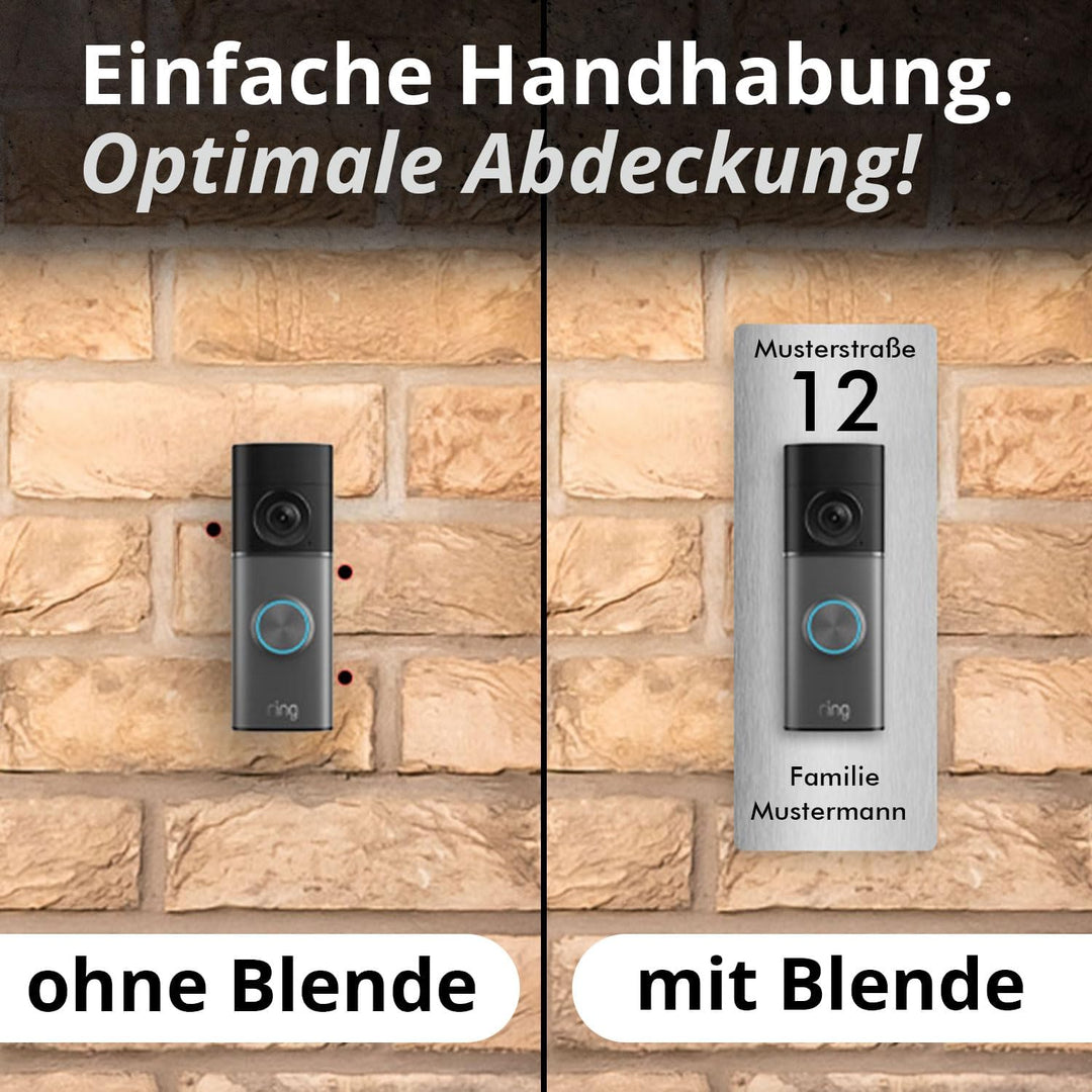 iSecur Edelstahl Blende personalisiert Premium - Passend für Ring Wired Doorbell Pro 3. Gen (2025) -