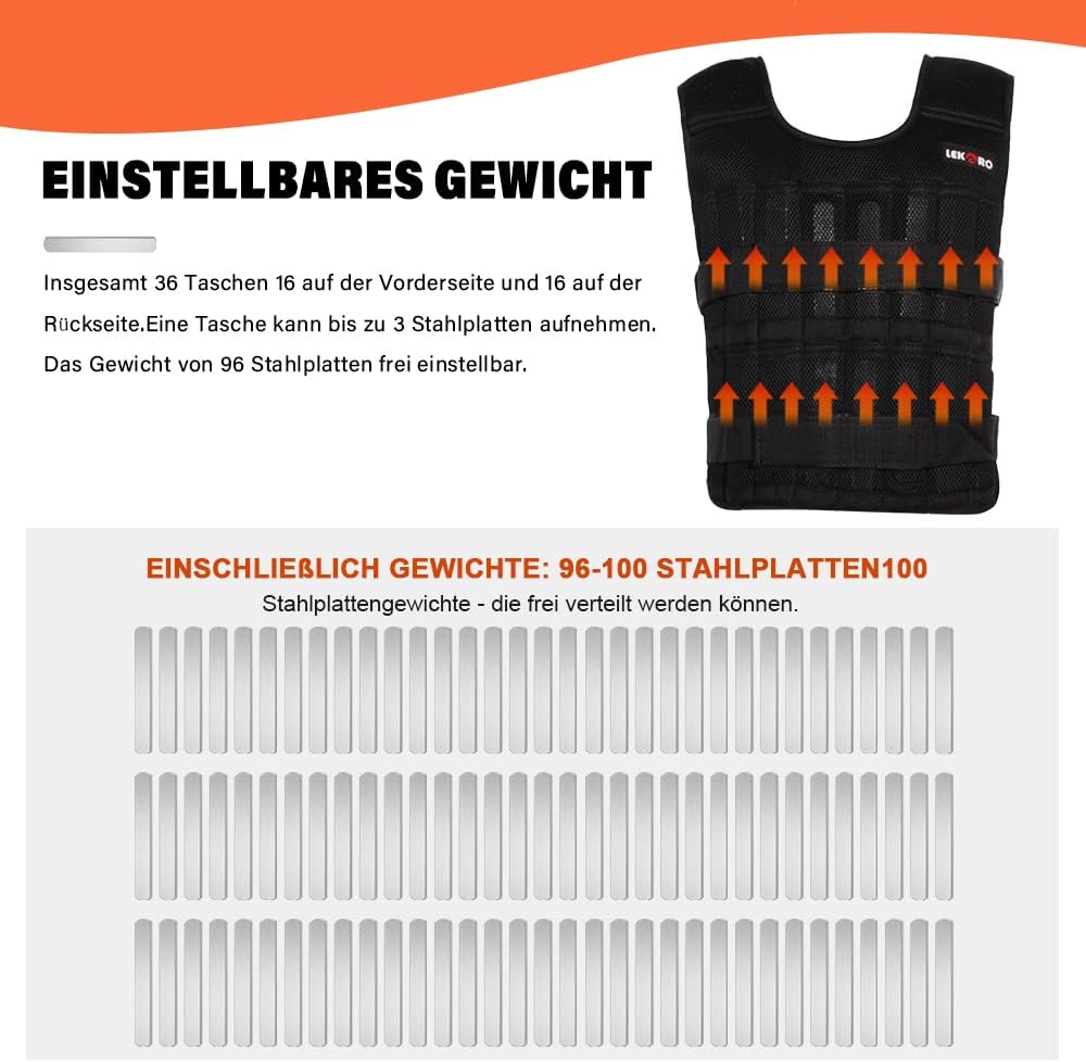 LEKARO Verstellbares Gewichtswesten-Set mit Armgewichten und Beingewichten, Krafttrainings-Workout-S