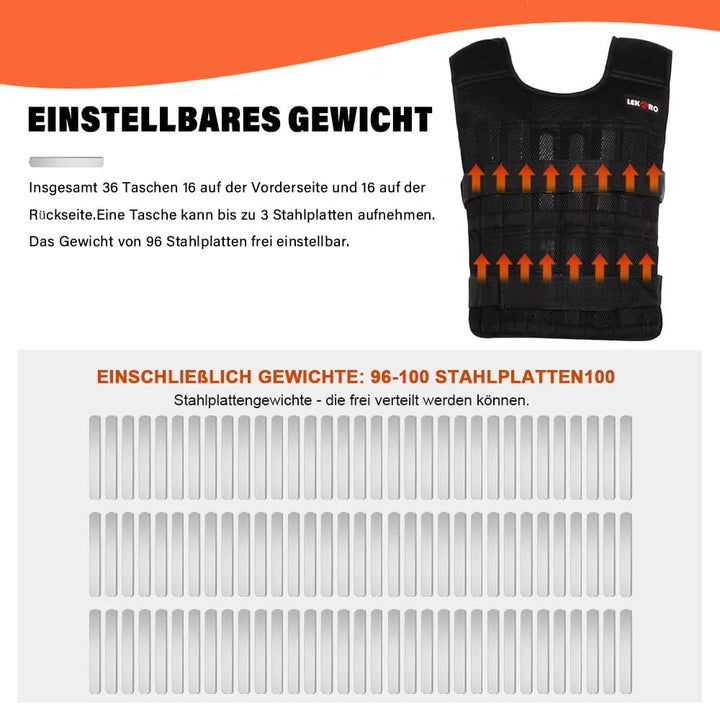 LEKARO Verstellbares Gewichtswesten-Set mit Armgewichten und Beingewichten, Krafttrainings-Workout-S