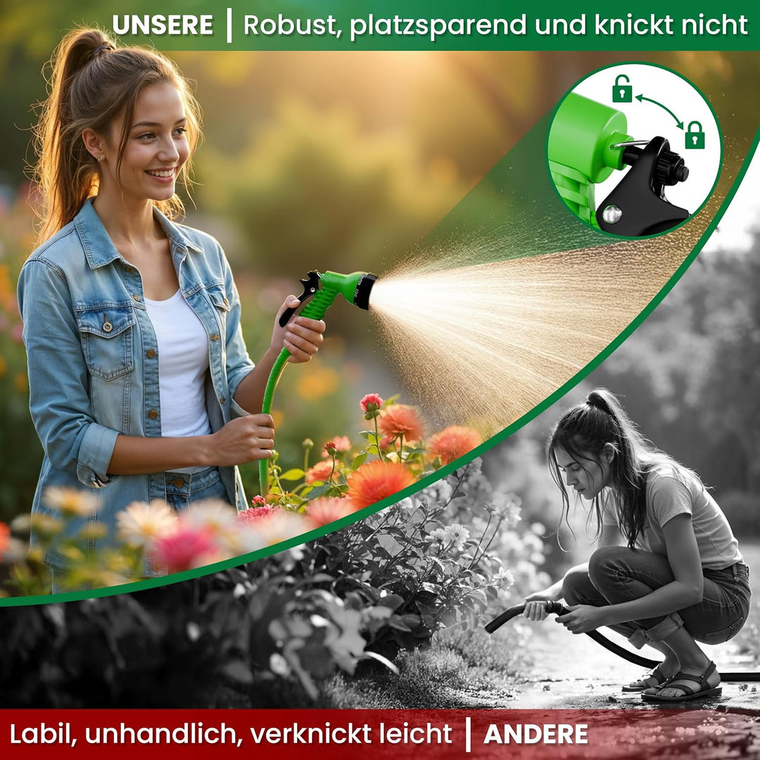 Gartenschlauch flexibel Flexischlauch 2,5m - 7,5m grün, 7,5 m