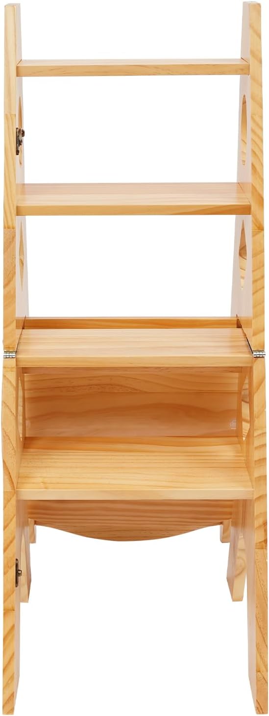 Leiterstuhl, 34x44,5x87 cm Klappbarer Bibliotheksleiter, Klappbarer Bibliotheksstuhl, Klappbarer 4-s
