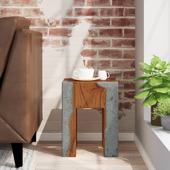 vidaXL Teak Massivholz Sitzhocker Fusshocker Hocker Beistelltisch Harz 30x30x40cm