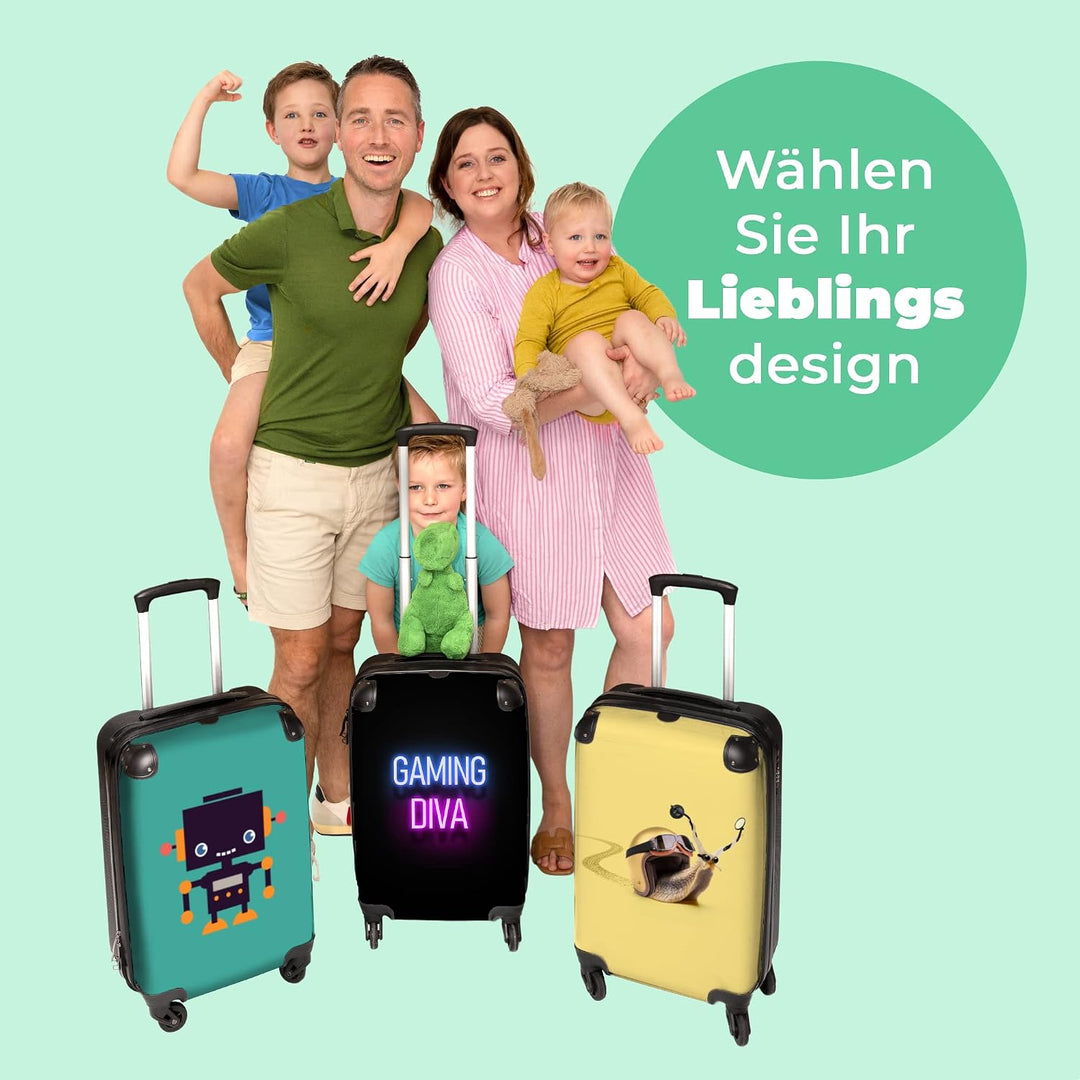 NoBoringSuitcases.com® Koffer Handgepäck Trolley Rollkoffer Kleine Reisekoffer mit 4 Rollen - Gaming