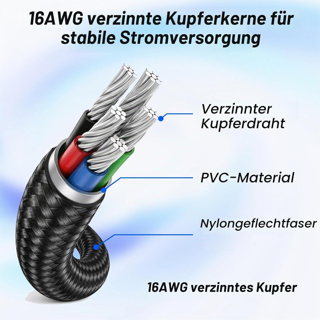 30cm PCI-e 5.0 12VHPWR(12V-2x6) Adapterkabel, 16(12+4) Pin GPU Verlängerungskabel, PCIe 5.0 2x8 Pin