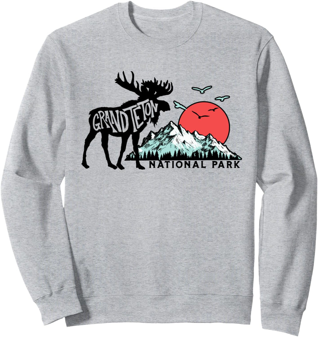Grand Teton National Park Moose & Mountains Typography Sweatshirt