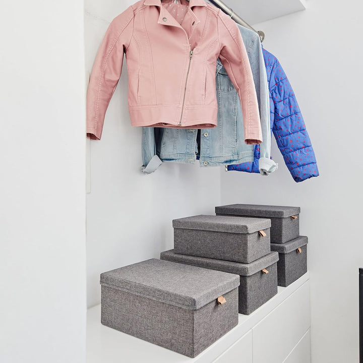 LOVE IT STORE IT Premium Aufbewahrungsbox mit Deckel 5-teilig - Aufbewahrungskörbe aus Leinen - Vers