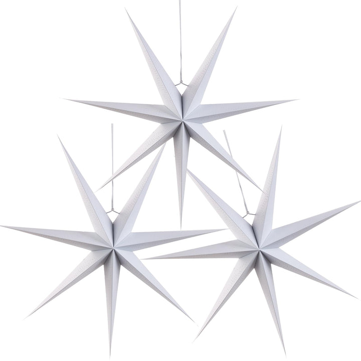 SUNBEAUTY 45 cm Papier Stern Dekoration 3er Set Weiss Faltsterne Neuneck Weihnachtsstern Deko für We