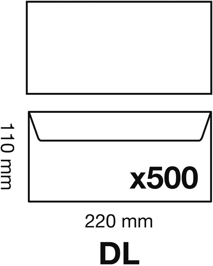 Clairefontaine 5945C - Karton mit 500 Umschlägen weiss DL- 110x220mm, selbstklebend, 80g 80g DL (110