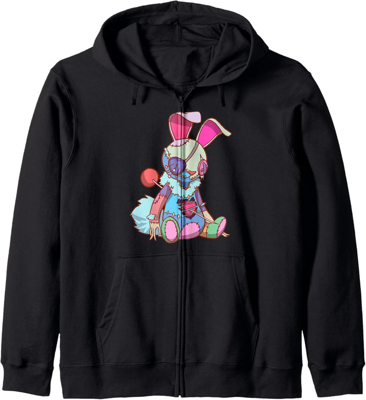 Pastell Goth Voodoo Puppe Häschen Kawaii Kapuzenjacke