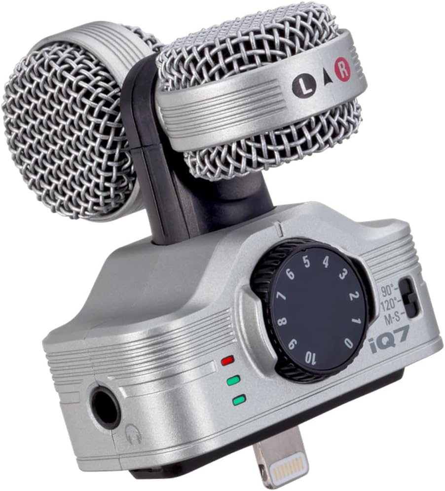 Zoom iQ7 Mitten-Seiten-Stereo Mikrofon für iOS-Geräte + keepdrum WSBK Fell-Windschutz