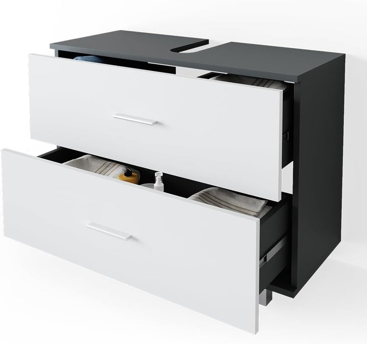Vicco Waschbeckenunterschrank Ilias Schublade Unterschrank Badezimmer (Anthrazit-Weiss)