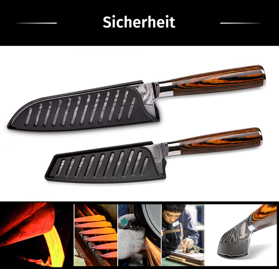 Wolfblood Damastmesser-Set 2er (30cm und 24cm) Profi-Damast-Küchenmesser Set aus 67 Lagen Damaststah