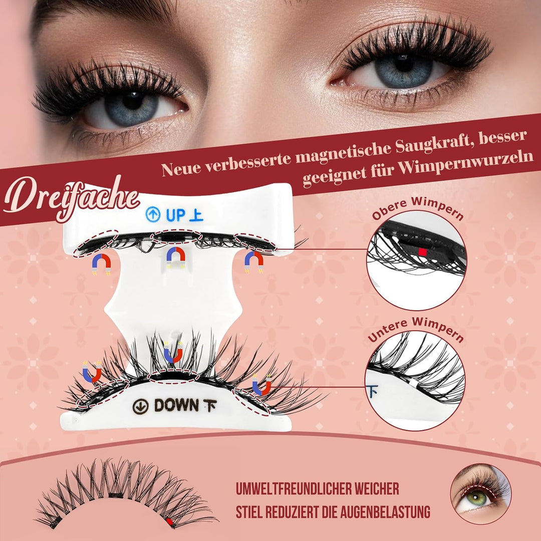 Higu clace Magnetische Wimpern,Magnet Wimpern Ohne Eyeliner,Magnetische Wimpern mit Applikator,Wimpe