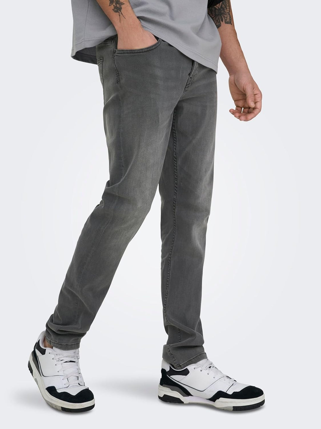 Only & Sons Male Slim Fit Jeans ONSLOOM Mid Rise Slim Fit Jeans 28W / 32L Black Denim, 28W / 32L Bla