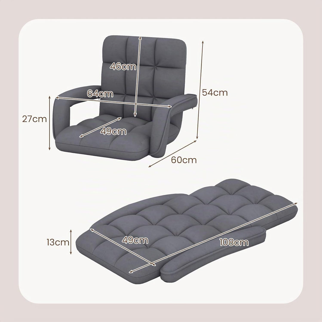 GOPLUS Bodenstuhl, gepolstertes Bodensofa mit Armlehnen &amp; 6-Fach Verstellbarer Rückenlehne, Bodenses