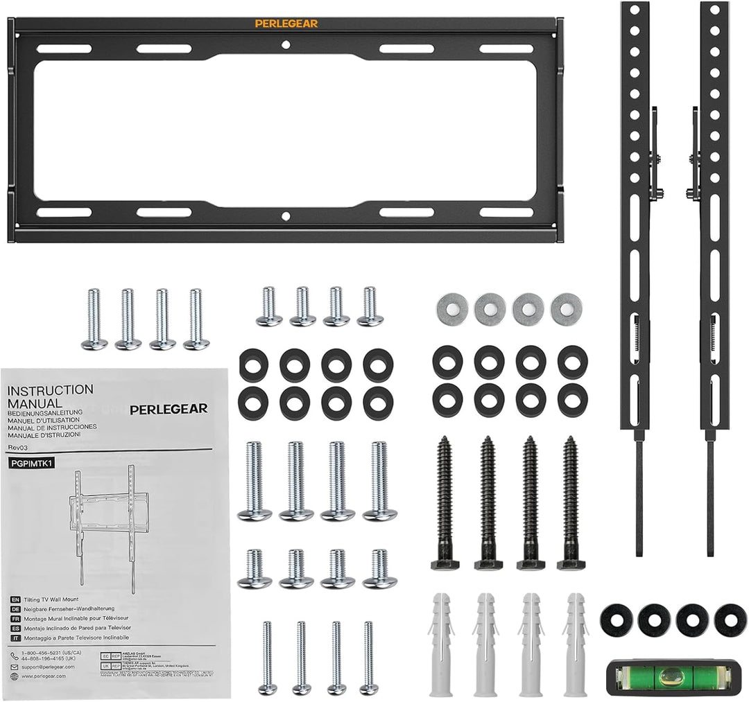 Perlegear TV-Wandhalterung, neigbar, für LED, LCD, OLED, Flachbildfernseher von 26 bis 65 Zoll, VESA