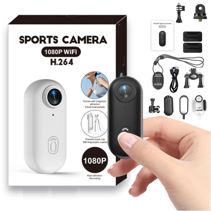 Winnes Mini ActionCam 1080P WiFi Vlog Kamera 120° Weitwinkel Objektiv,Thumb Sports Camera IP68 Wasse