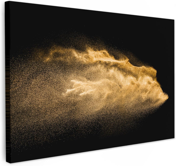 MuchoWow© Bilder Gross 120x80 cm XXL Wohnzimmer Goldene Deko Modern Wandbild Foto auf Leinwand Bild