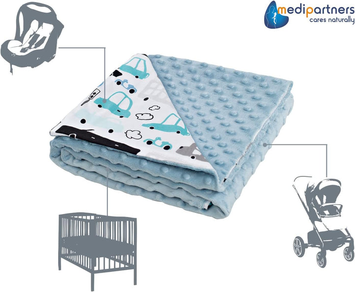 Medi Partners Krabbeldecke 100% Baumwolle 75x100cm doppelseitig multifunktional Minky Kuscheldecke f