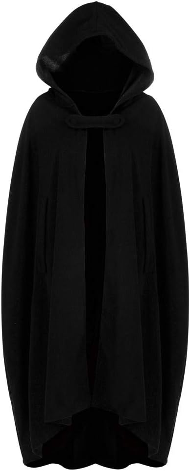 Lange Umhang mit Kapuze DamenVintage Einfarbig Poncho RobeHalloween KostümLeichte TrenchcoatWinddich