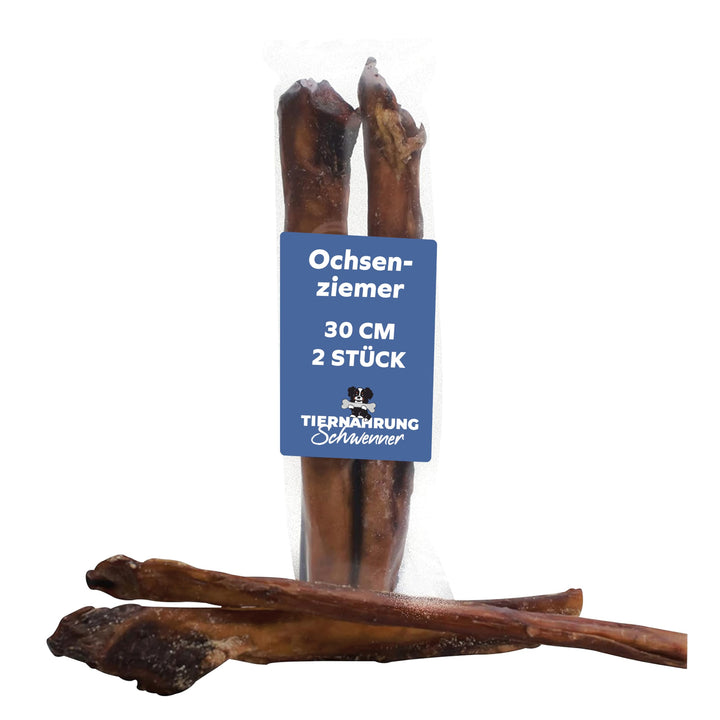 Ochsenziemer für Hunde – 30cm grosse Kauartikel - 2 Stck. für langanhaltenden Kauspass 150 g (1er Pa
