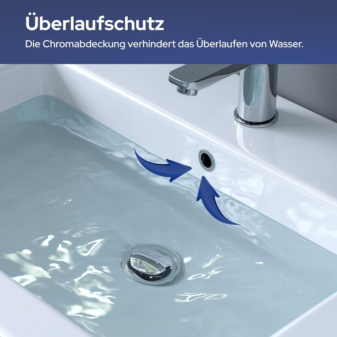 VILSTEIN Keramik Einbau-Waschbecken, 70cm, Weiss, Mit Überlauf, Einsatz-Waschbecken, Waschtisch 70 c