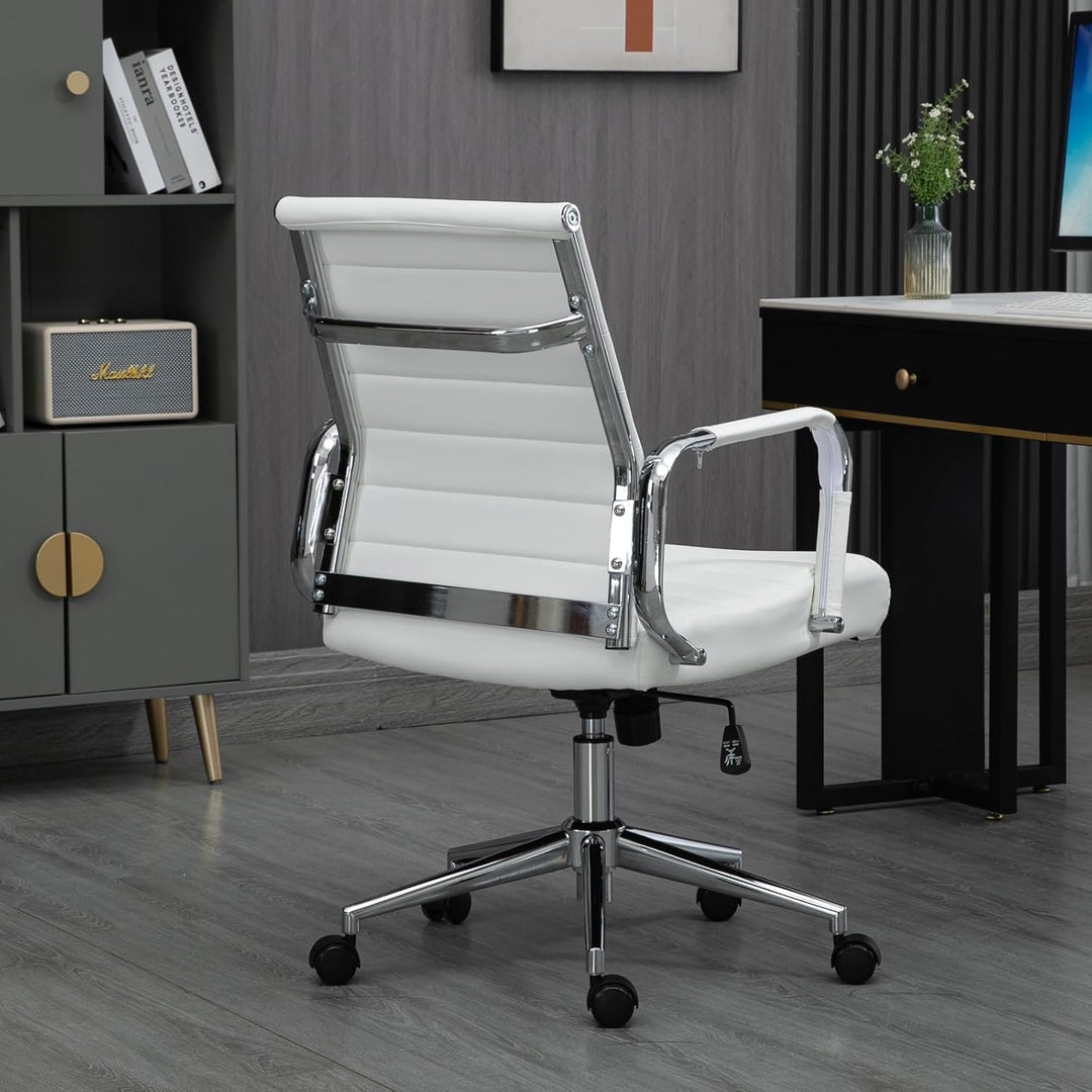 SVITA Office Comfort Bürostuhl Schreibtischstuhl Drehstuhl Chefsessel Kunstleder Weiss Weiss Kunstle