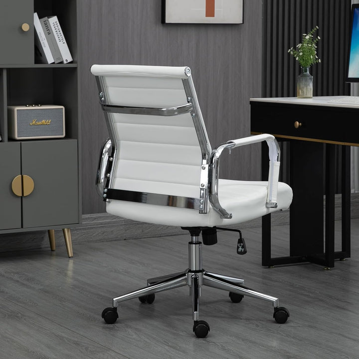 SVITA Office Comfort Bürostuhl Schreibtischstuhl Drehstuhl Chefsessel Kunstleder Weiss Weiss Kunstle