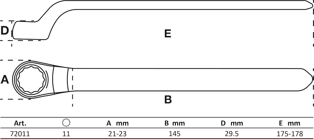 BGS 72011 | VDE-Einringschlüssel | tief gekröpft | SW 11 mm, SW 11 mm