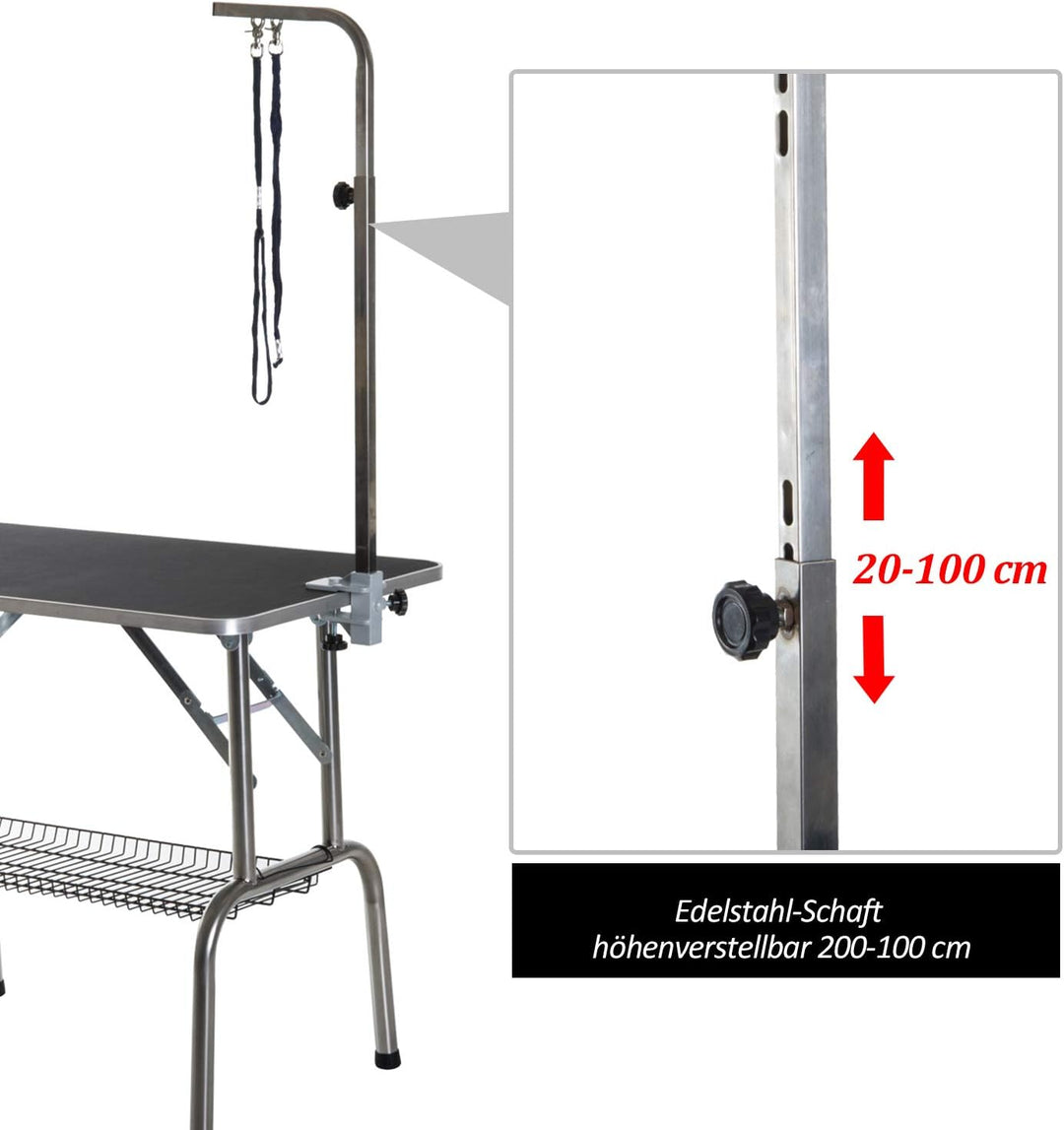 Pawhut Trimmtisch Tierpflegetisch Schertisch mit Korb Hundepflegetisch klappbar Hundefriseurtisch Hu