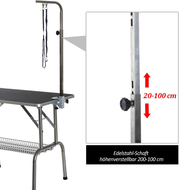 Pawhut Trimmtisch Tierpflegetisch Schertisch mit Korb Hundepflegetisch klappbar Hundefriseurtisch Hu