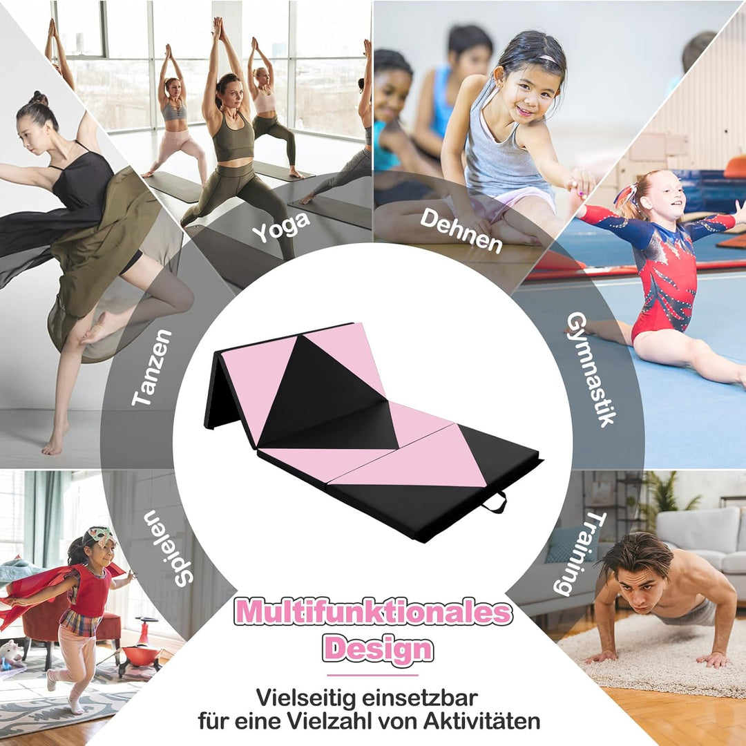 COSTWAY Weichbodenmatte klappbar,240 x 120/300 x 120cm Gymnastikmatte tragbar, Yogamatte Turnmatte K