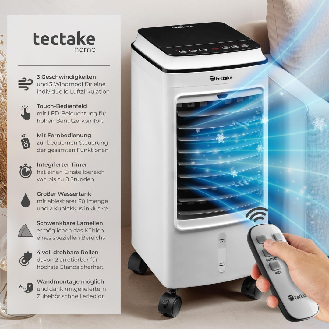 tectake® Mobiles Klimagerät 3in1, Ventilator, Air Conditioner ohne Abluftschlauch, mobiler Luftkühle