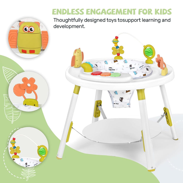 UBRAVOO Baby-Aktivitätszentrum, 3-in-1 Baby Lauflernhilfe mit abnehmbaren Spielzeugen und 360° Drehb