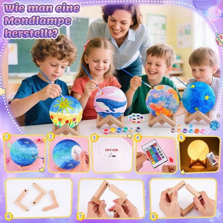 Basteln Mädchen 8 10 6 7 9 Jahre, Geschenke für 10-9-11-7 Jährige Mädchen Mondlampe Malset Bastelset