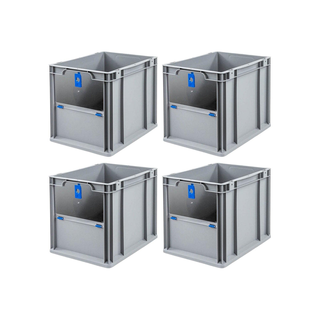 SuperSparSet 4x Eurobox NextGen Insight Cover | HxBxT 32x30x40 | 30 Liter | Hoch/Blau | Eurobehälter